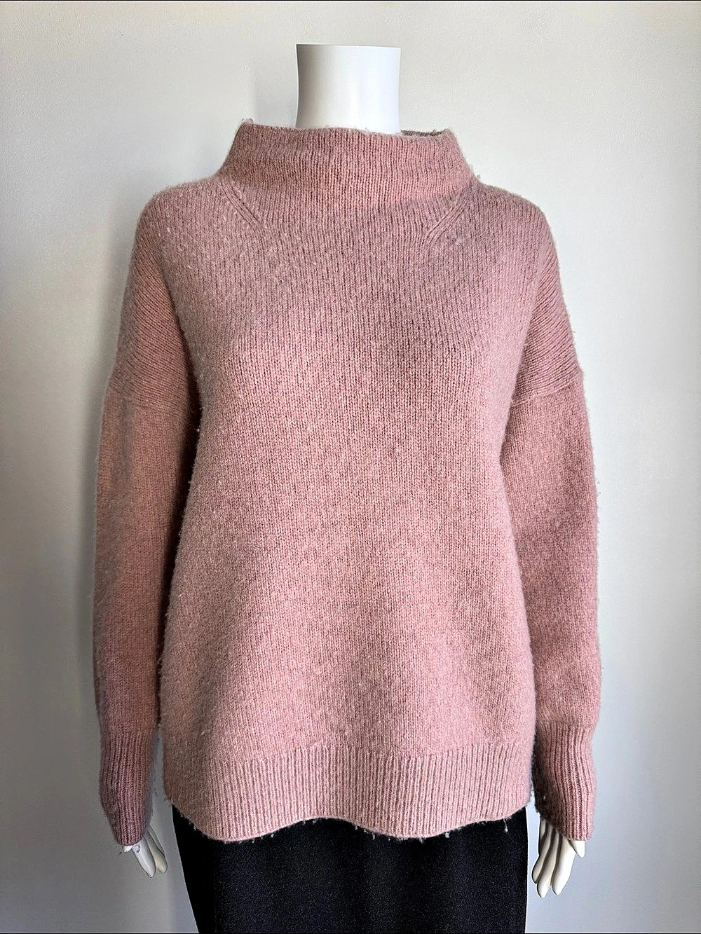 Vince Cashmere Merino Wool Mock Neck Sweater Dusty Pink Size Large